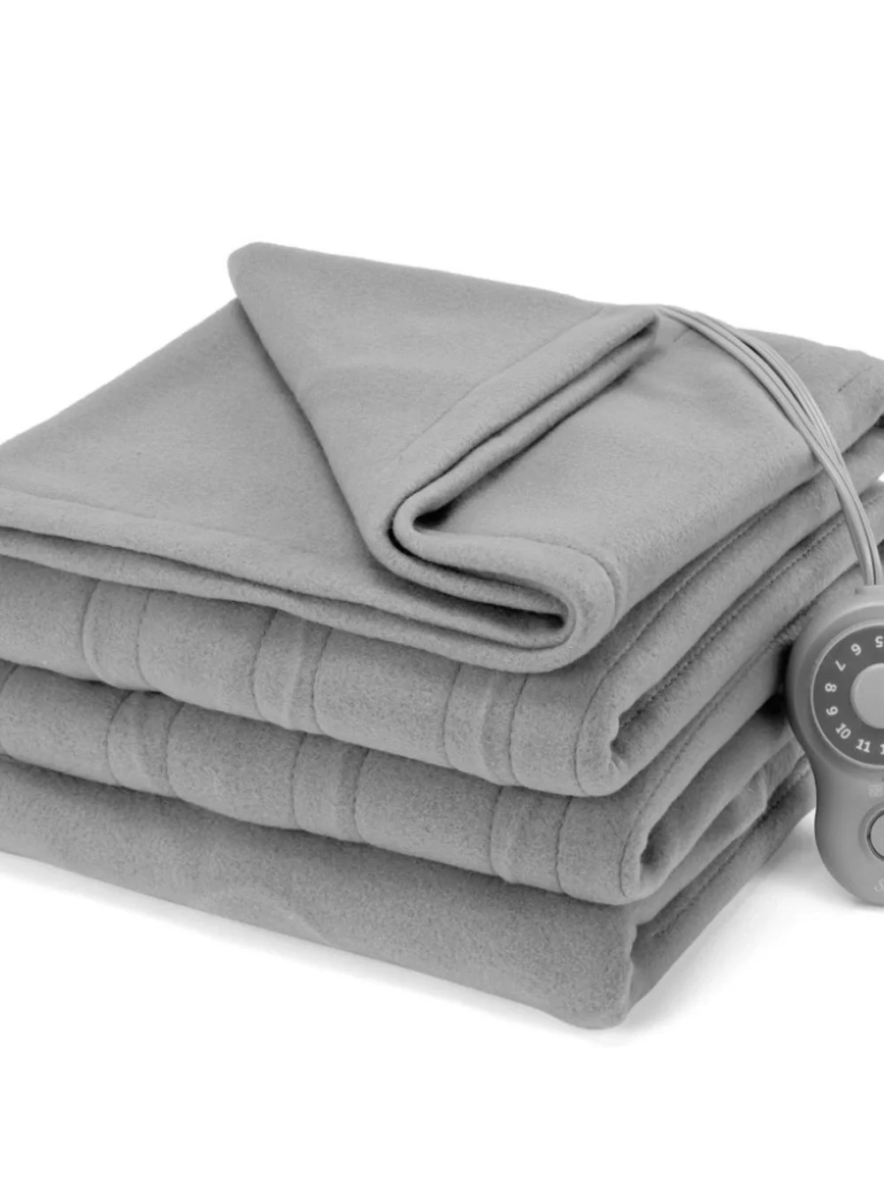 Sunbeam Fleece Heated Blanket Electric Blanket Gray Twin